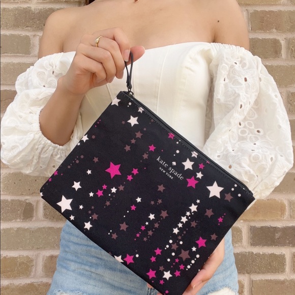 New Kate Spade Large Canvas Cosmetic Zip Bag - Picture 2 of 2